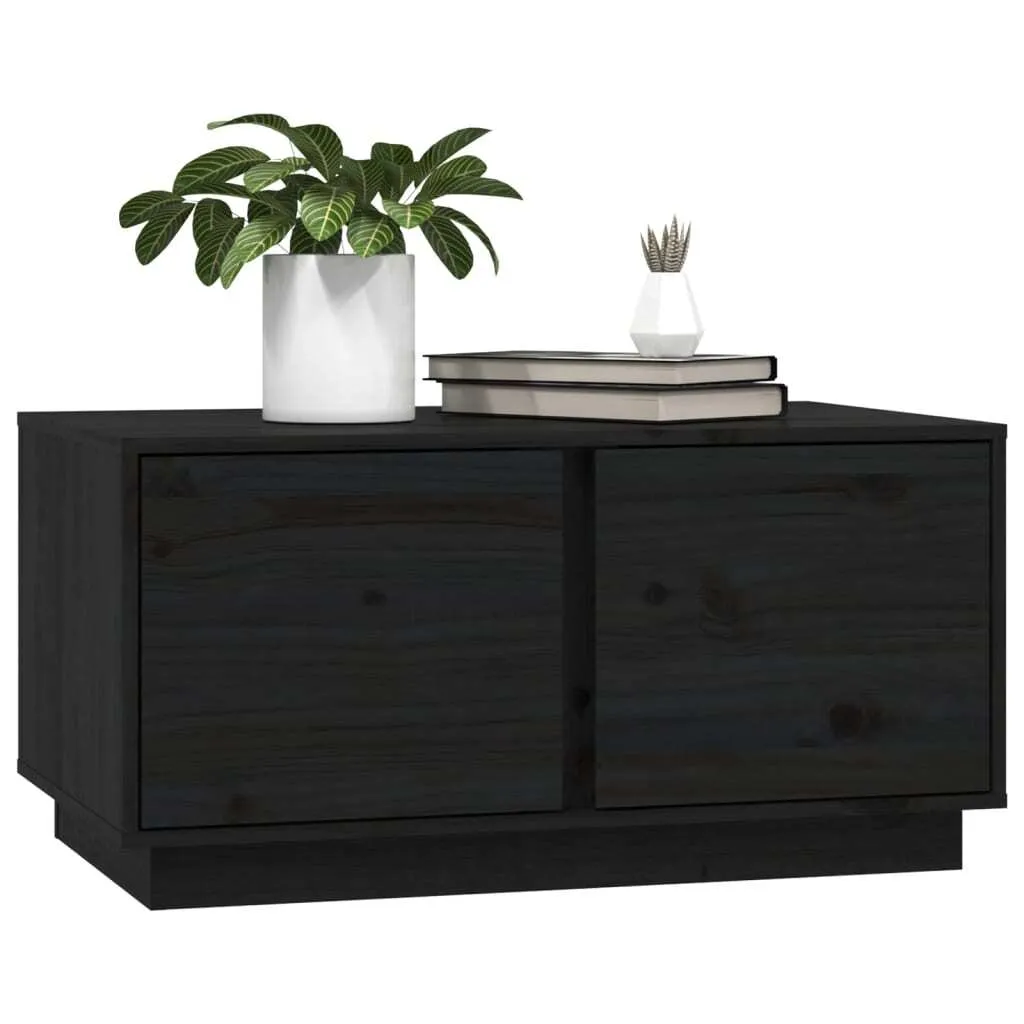 Tavolino da Caffè Nero 80x50x40 cm Legno Pino Massiccio Design - 4