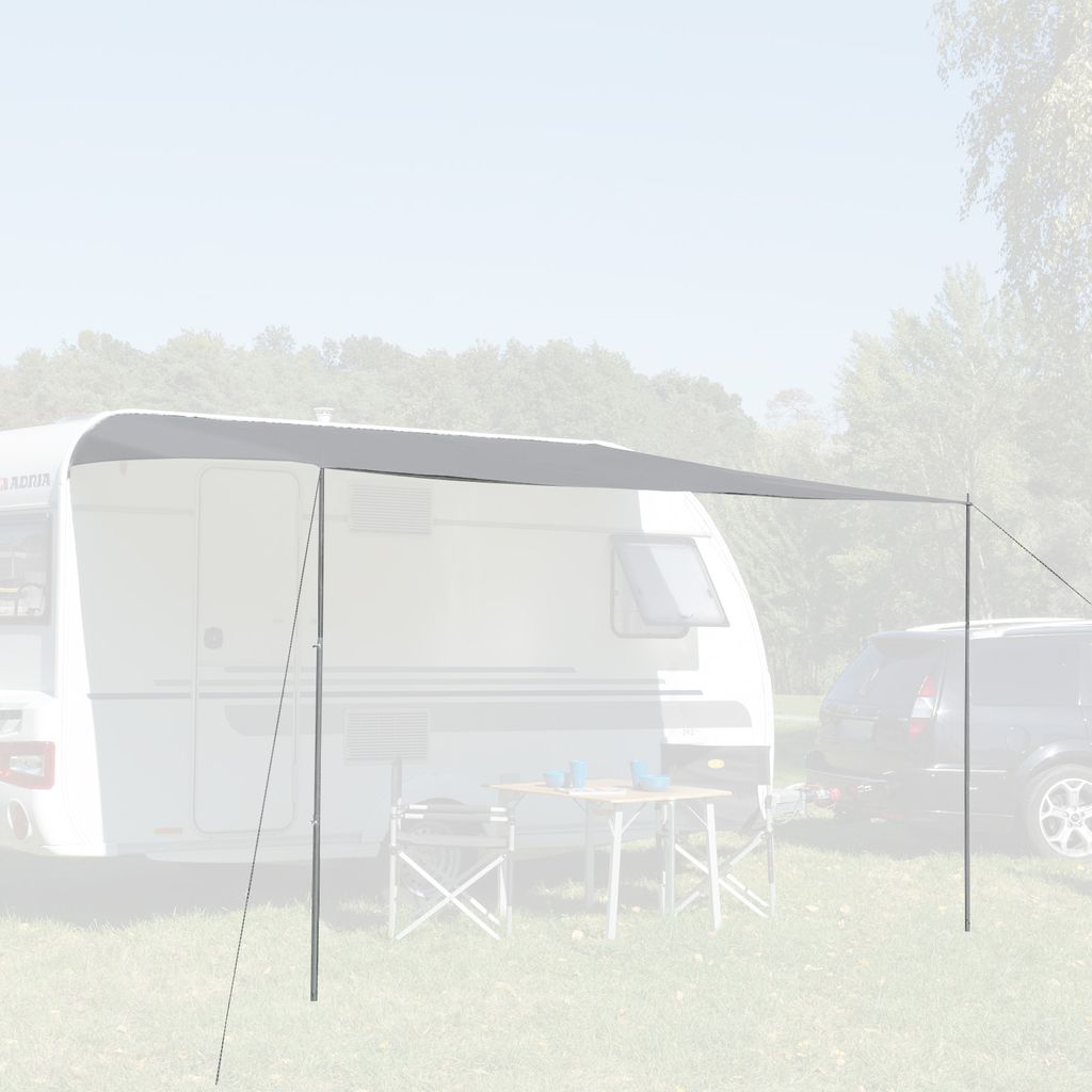 Sonnendach und Seitenwand in einem Como 6 grau 450 x 240cm