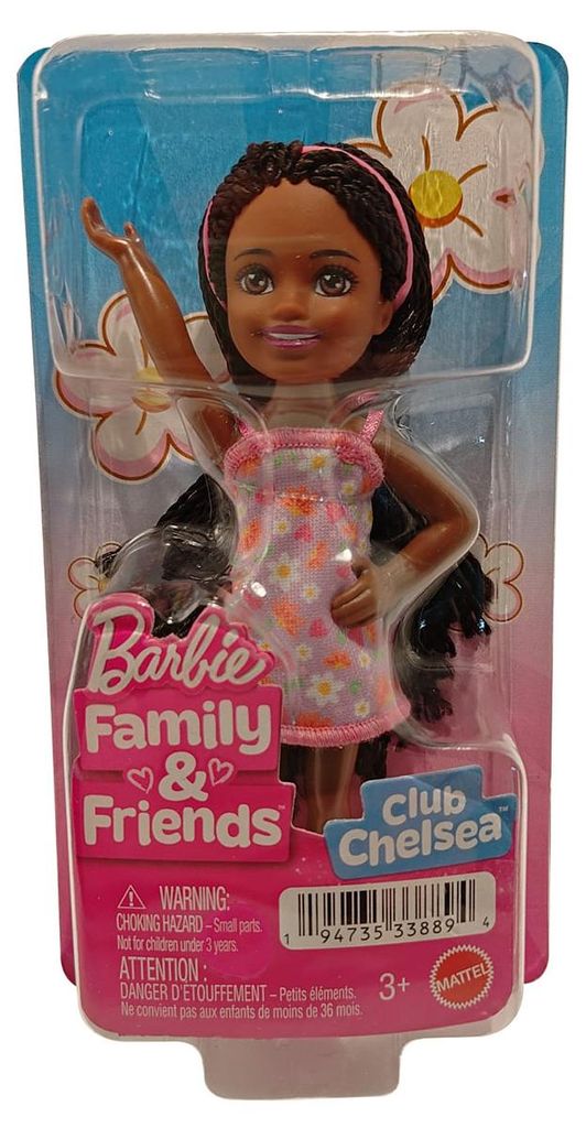 Mattel Barbie Club Chelsea Puppe – Familie & Freunde Kinder-Spielzeug (3+) Süße kleine Puppe mit Blumen-Outfit, 15 cm