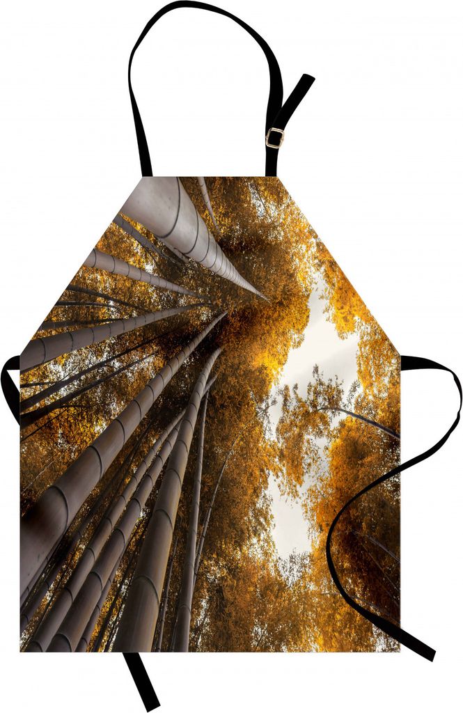 ABAKUHAUS Bambus Kochschürze, Bottom-to-Top Bambushain Herbstlandschaft Potenzial zur Verbesserung Symbol Print, Farbfest Höhenverstellbar Waschb...