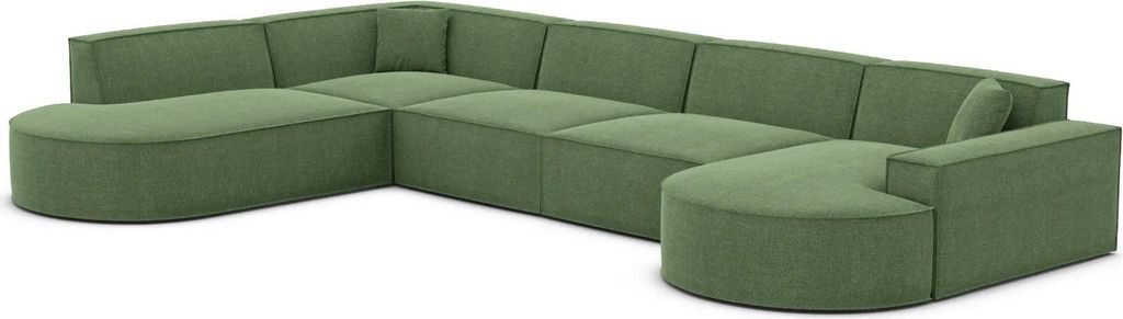 Strukturstoff U-Form XL Lounge Wohnlandschaft Brevia Grün Rechts