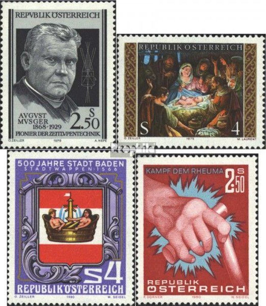 Briefmarken Österreich 1979 Mi 1628,1630,1631,1632 Produktbild 