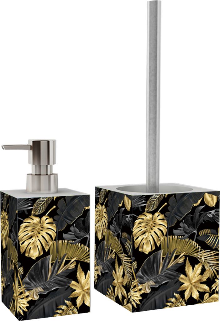 2-teiliges Badezimmer Set Seifenspender und WC-Bürste – Produktbild 