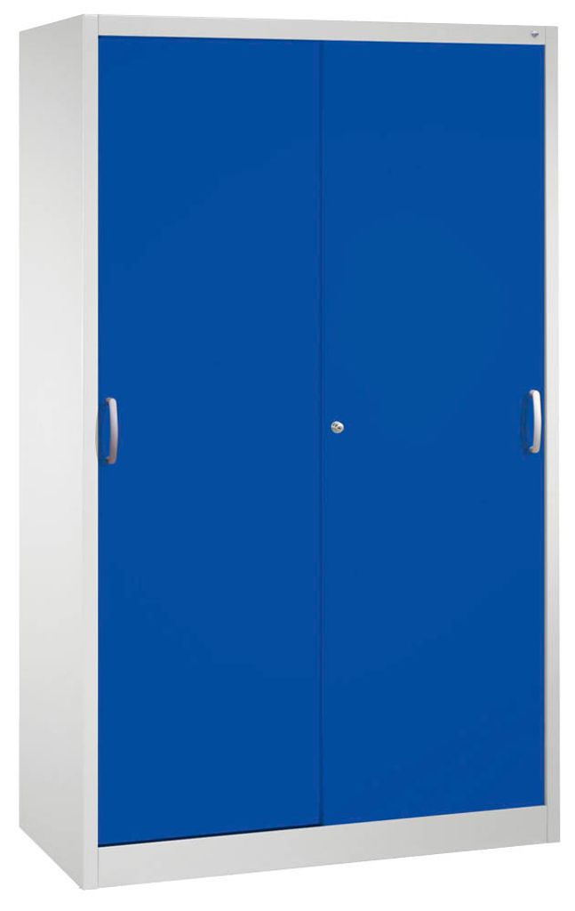 CP Schiebetürenschrank C 2000 Acurado, 2040-00 S10167 lichtgrau, enzianblau 4 Fachböden 120,0 x 40,0 x 195,0 cm