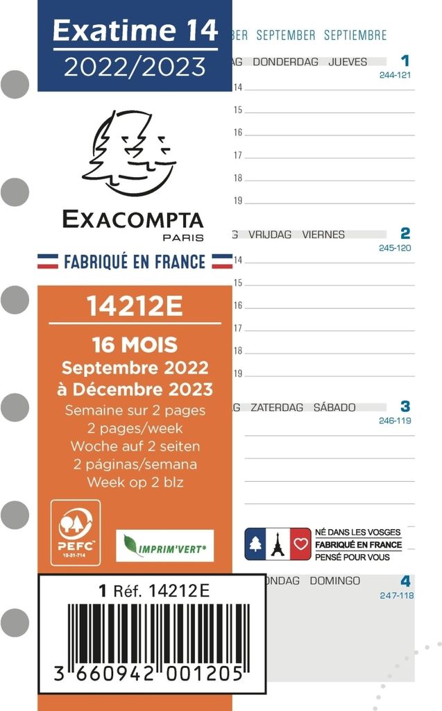 Timer Kalender 1 Woche auf 2 Seiten 8,1x12,6cm 2026 Packung mit 5 Stück