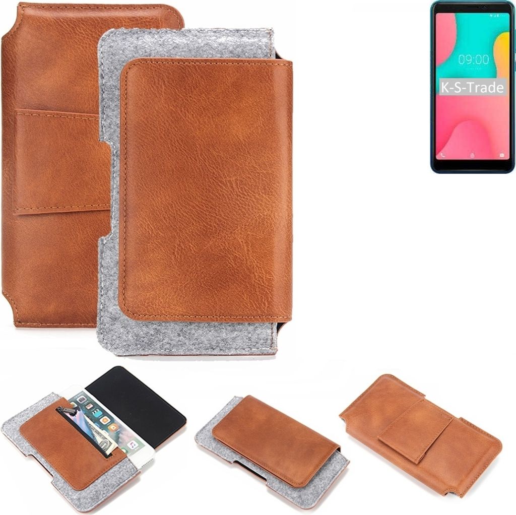 K-S-Trade Handyhülle Schutzhülle kompatibel mit Wiko Y60 Gürteltasche Holster Gürtel Tasche Smartphone Tasche Handy Hülle Polyurethan+ Filz, b...