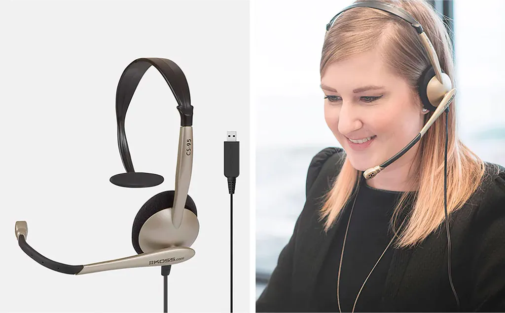 KOSS CS95 USB Casque Filaire avec Micro Antibruit Beige pour PC Mac