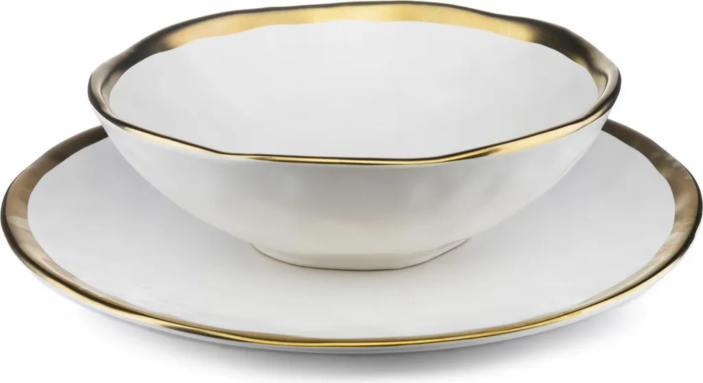 Bols à soupe Ester Magic Style or blanc 2 pièces au design chic