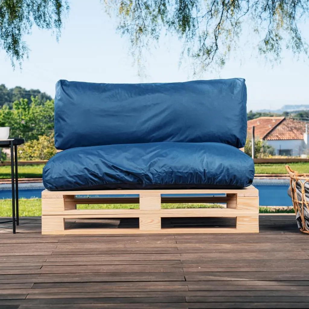 Offerta Lotto 2 Cuscini per Pallet BANANAIR Blu Sfoderabile 120x80x40 - 7