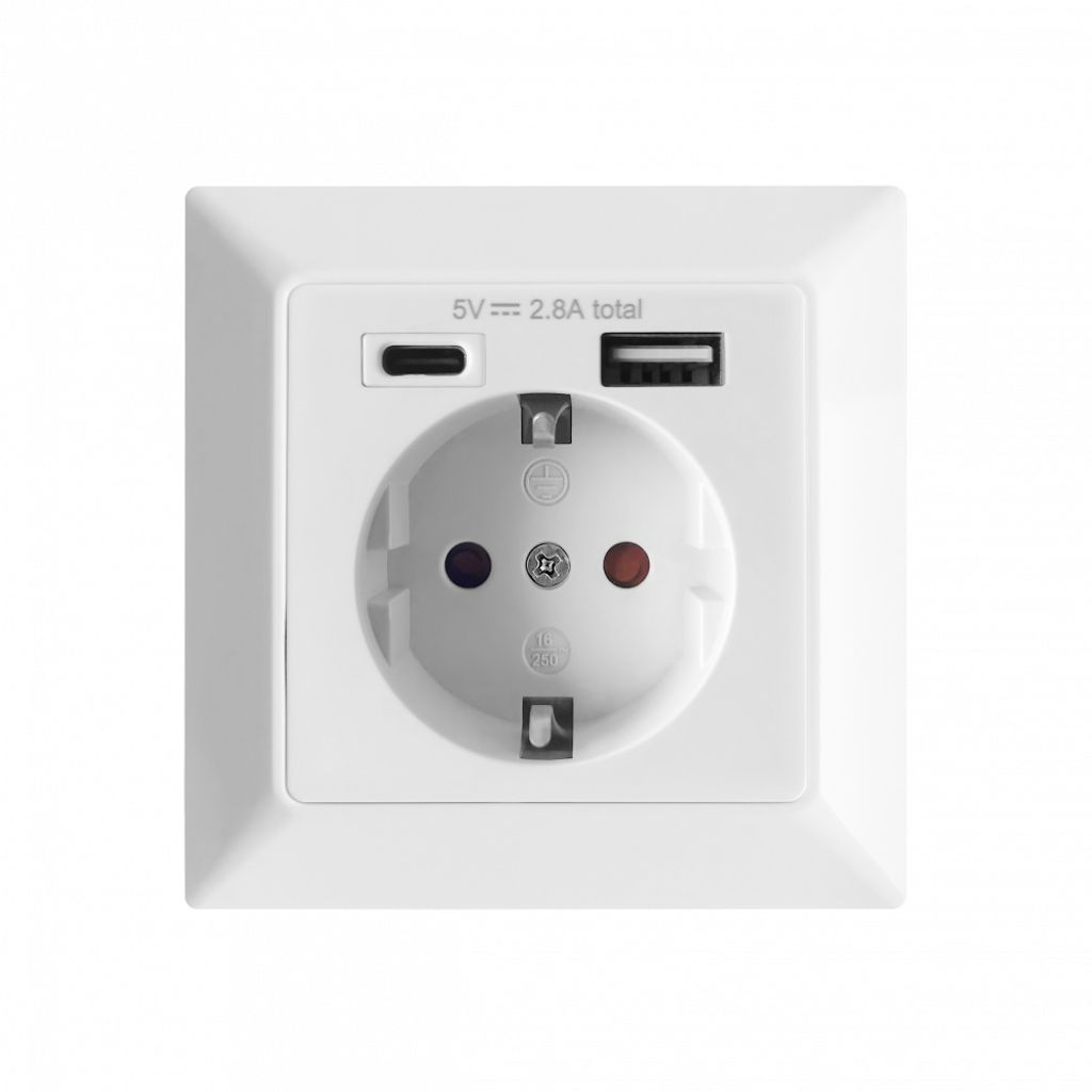 Jednoduchá Kontaktní Zásuvka 16A, Usb A+C 2.8A Bílá Orno Obrázek produktu 
