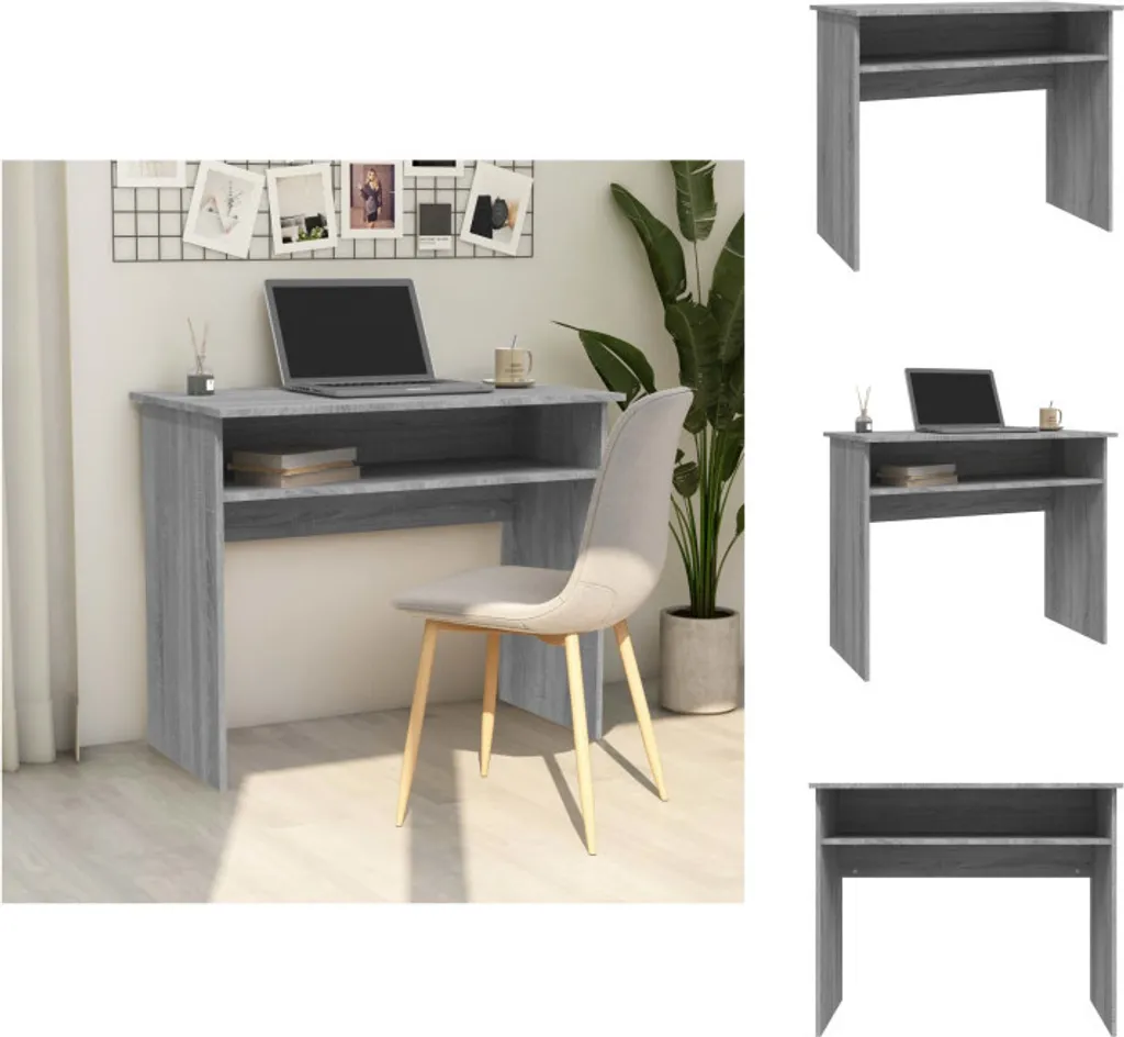vidaXL Scrivania Grigio Sonoma 90x50x74 cm - Tavolo PC Salvaspazio