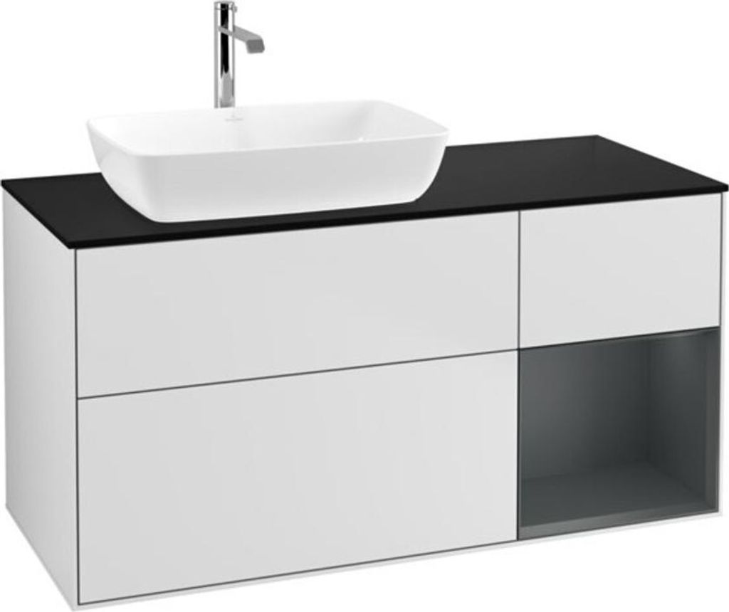 V&B Waschtischunterschrank Finion 120cm, Pl bla m, Reg md m Lac, wh. m Lac