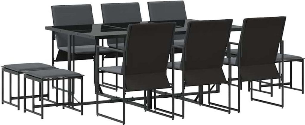 Garten Essgruppe 11 pcs Schwarz Stahl