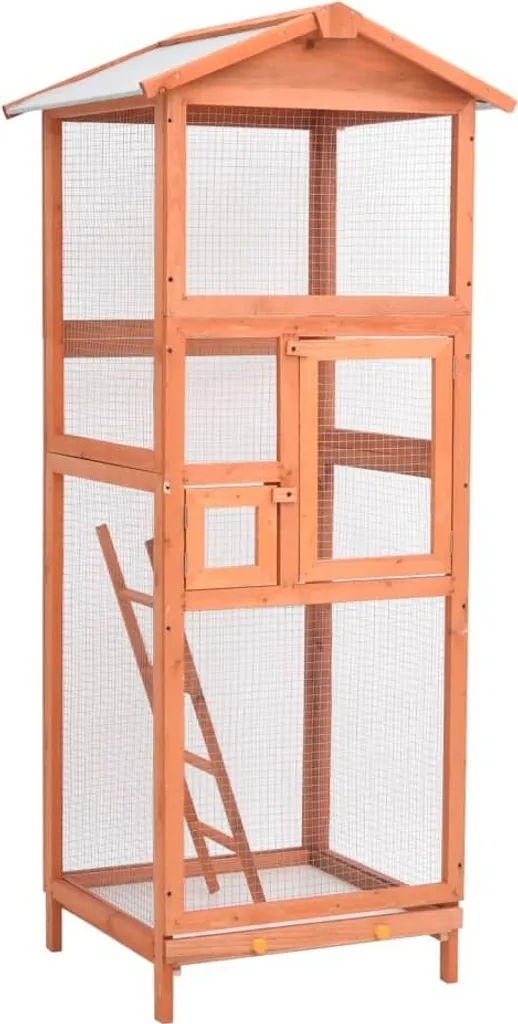Cage à oiseaux spacieuse en bois massif idéal pour terrasse et salon