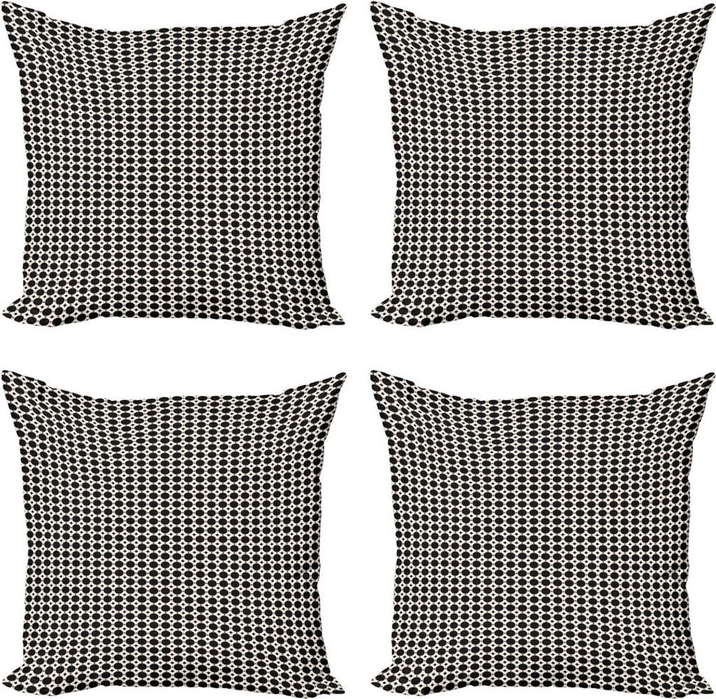ABAKUHAUS abstrakte Geometrie Kissenbezug Set (4 Stück), Kreise Motive, Moderner Doppelseitiger Digitaldruck, 60 cm x 60 cm, Koksgraue Champagne