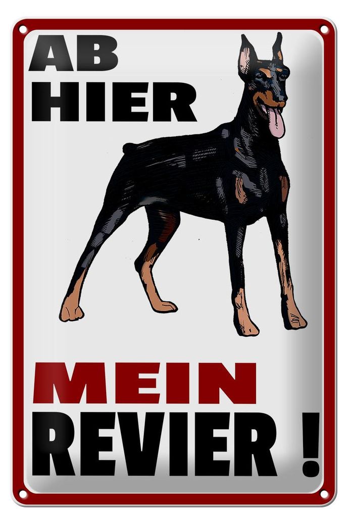Blechschild Hinweis 20x30cm ab hier mein Revier Hund Produktbild 