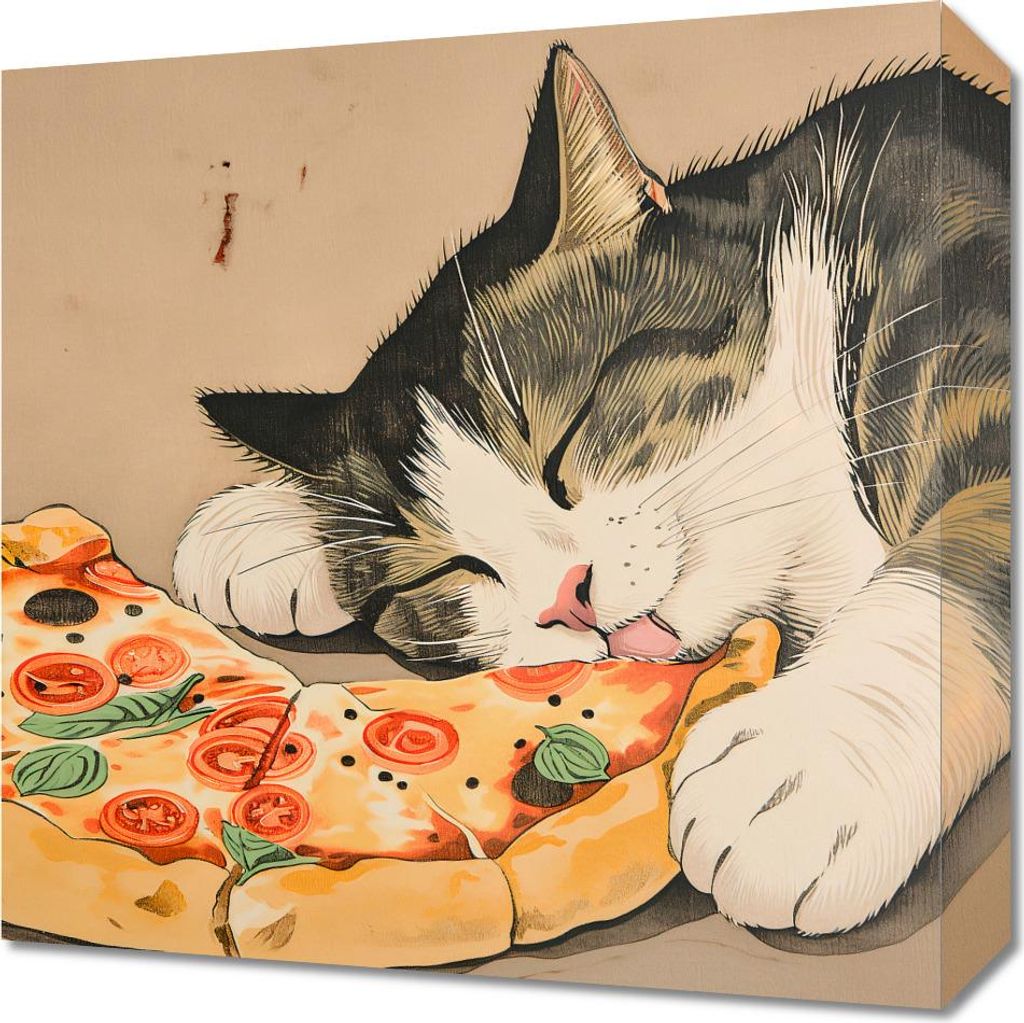 Bild 40x40cm Pizza für die Katze