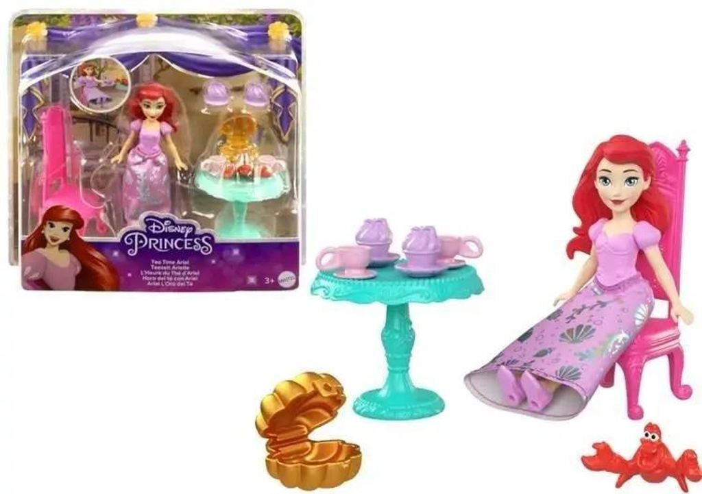 Disney Princess Tea Time Ariel, Mini-Puppe, Weiblich, 3 Jahr(e), Mädchen, 127 mm, 125 g