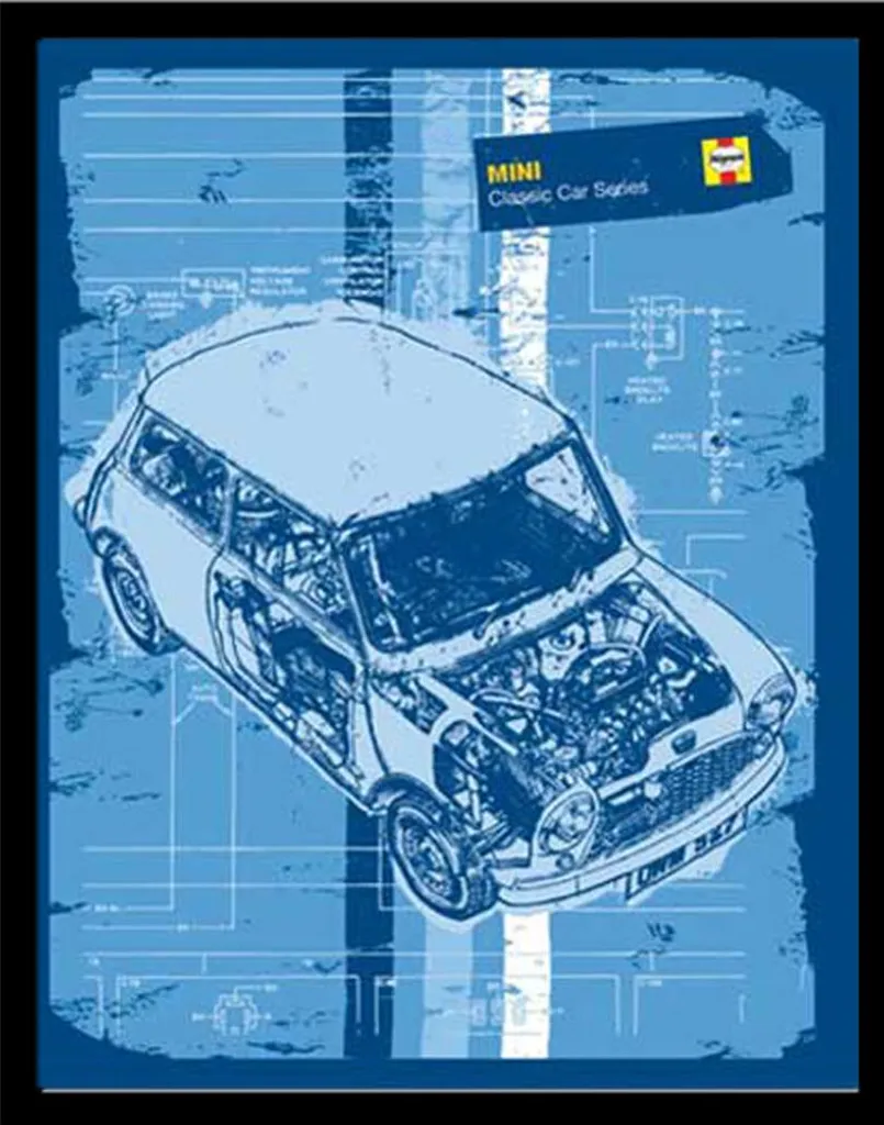 Mini Poster Haynes Classic Mini Cooper avec Cadre MDF Noir Shinsuke