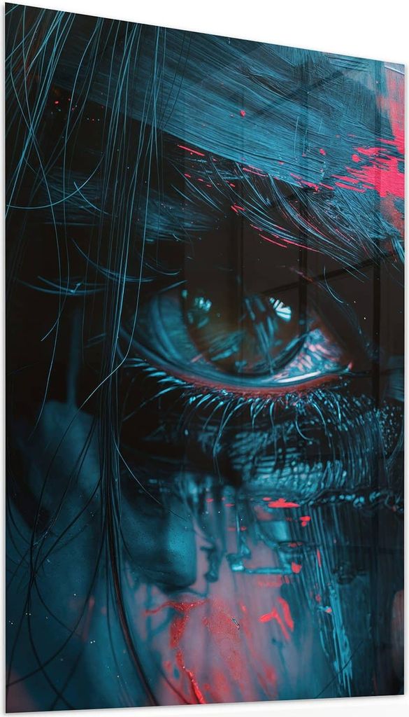 Glasbild 40x60cm in XXL für Wohnzimmer, Schlafzimmer Motiv Kunstvolle Augen