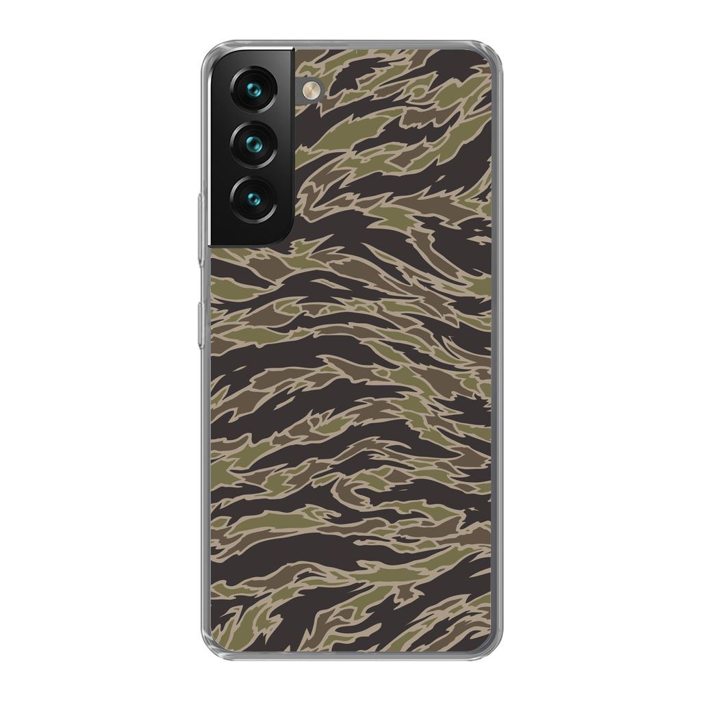 MuchoWow Handyhülle Schutzhülle Hülle für Samsung Galaxy S22 Plus Camouflage-Muster mit Streifen Silikon Softcase Handy Hülle - Schutzabdeckung