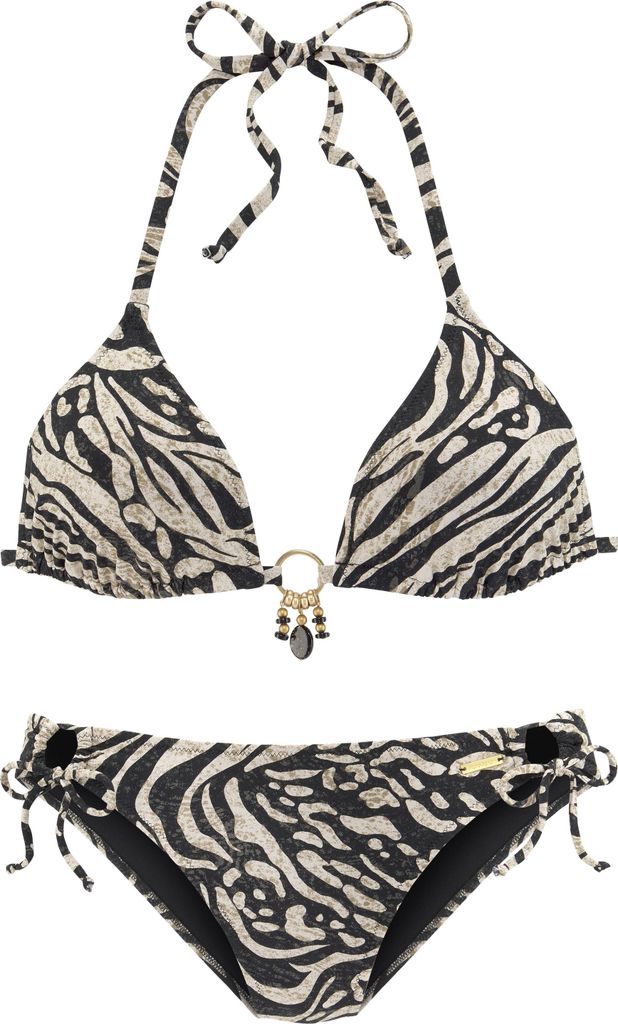Bruno Banani Triangel-Bikini braun-bedruckt Größe 36 Cup C/D