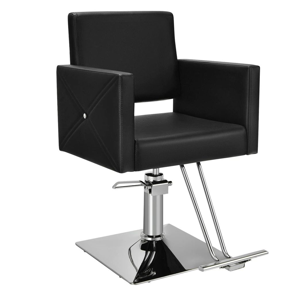 GOPLUS Friseurstuhl, Professioneller Barberstuhl höhenverstellbar, Friseursessel Barbersessel mit 360° Drehung, Fußstütze, 150kg Kapazität, Sc...