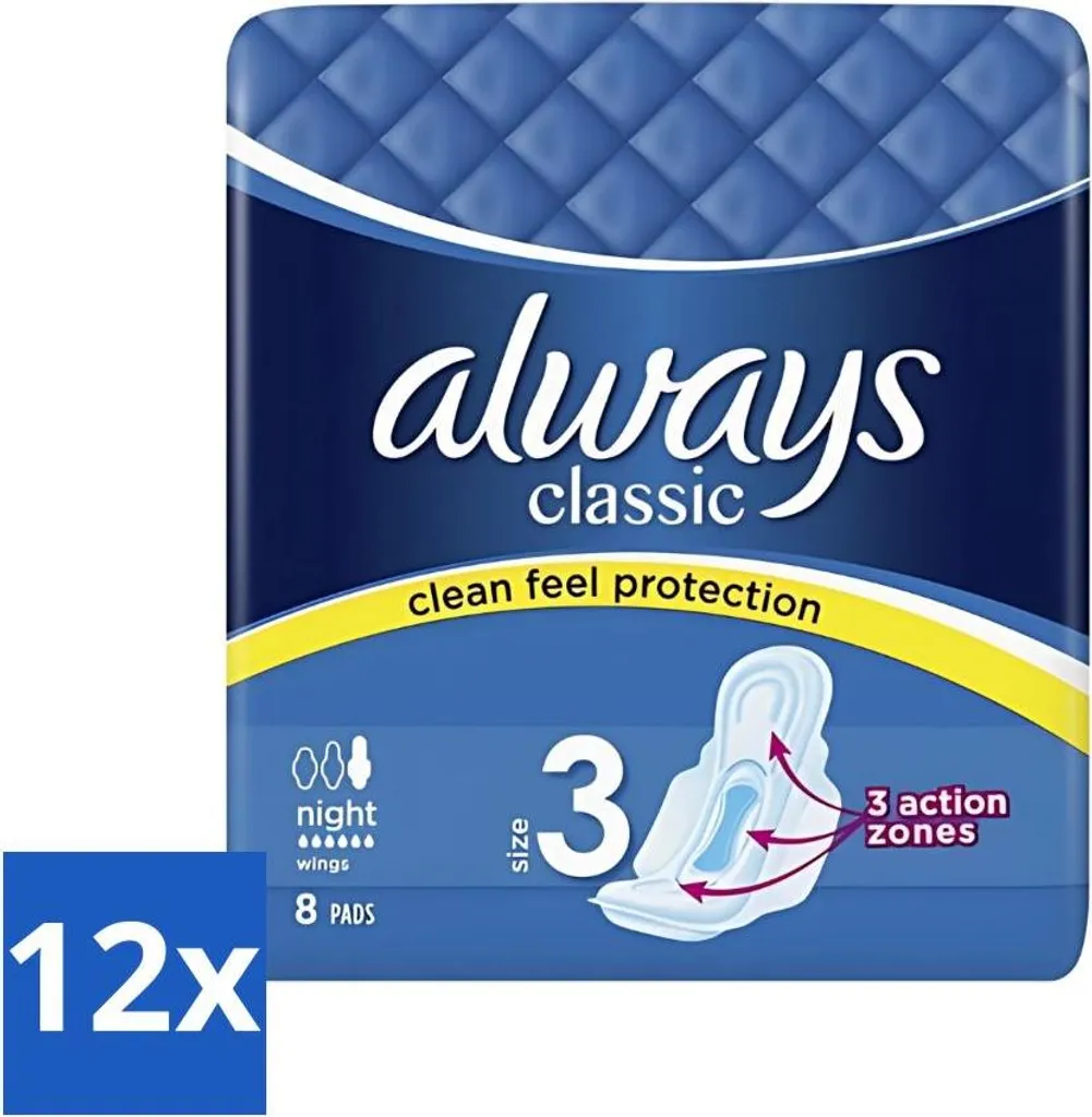 Offerta 12x Always Classic Notte Taglia 3 - Assorbenti Ali Protezione