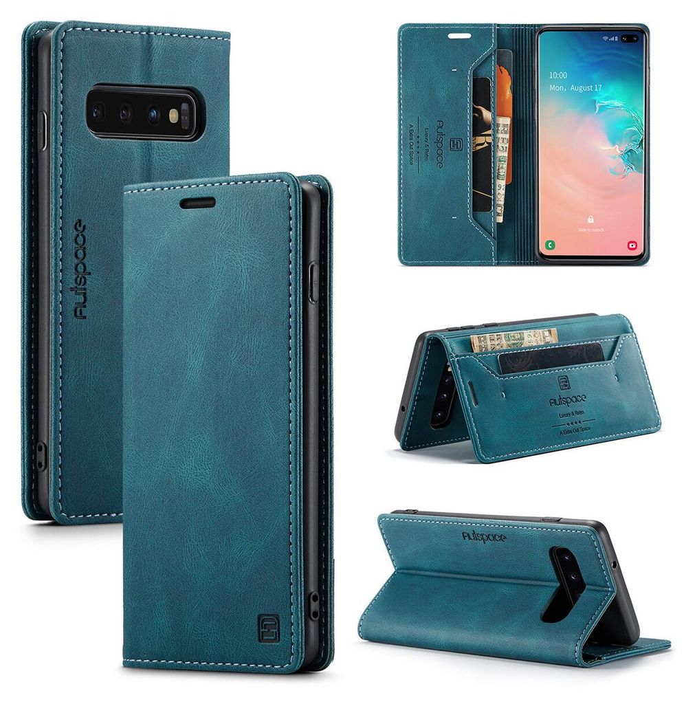 Galaxy S10 Plus Brieftasche Hülle, Retro Kunstledertasche Produktbild 