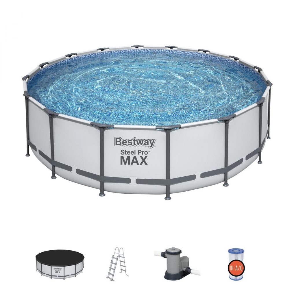 Bestway 5612Z Steel Pro Max runder oberirdischer Pool 488x122cm