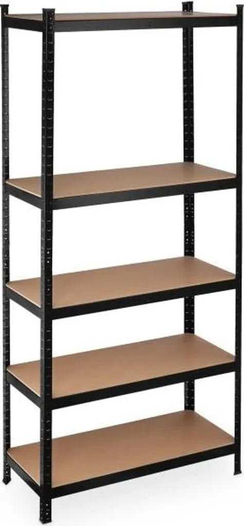 Étagère de rangement 220 cm noire en métal robuste pour garage et dépôt