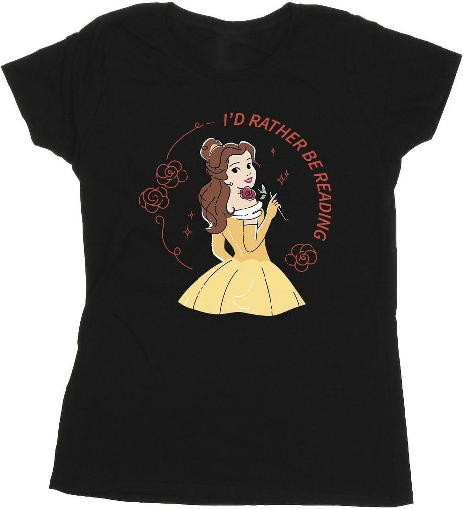 Disney - "Beauty And The Beast I'd Rather Be Reading" T-Shirt für Damen BI11997 (L) (Schwarz)