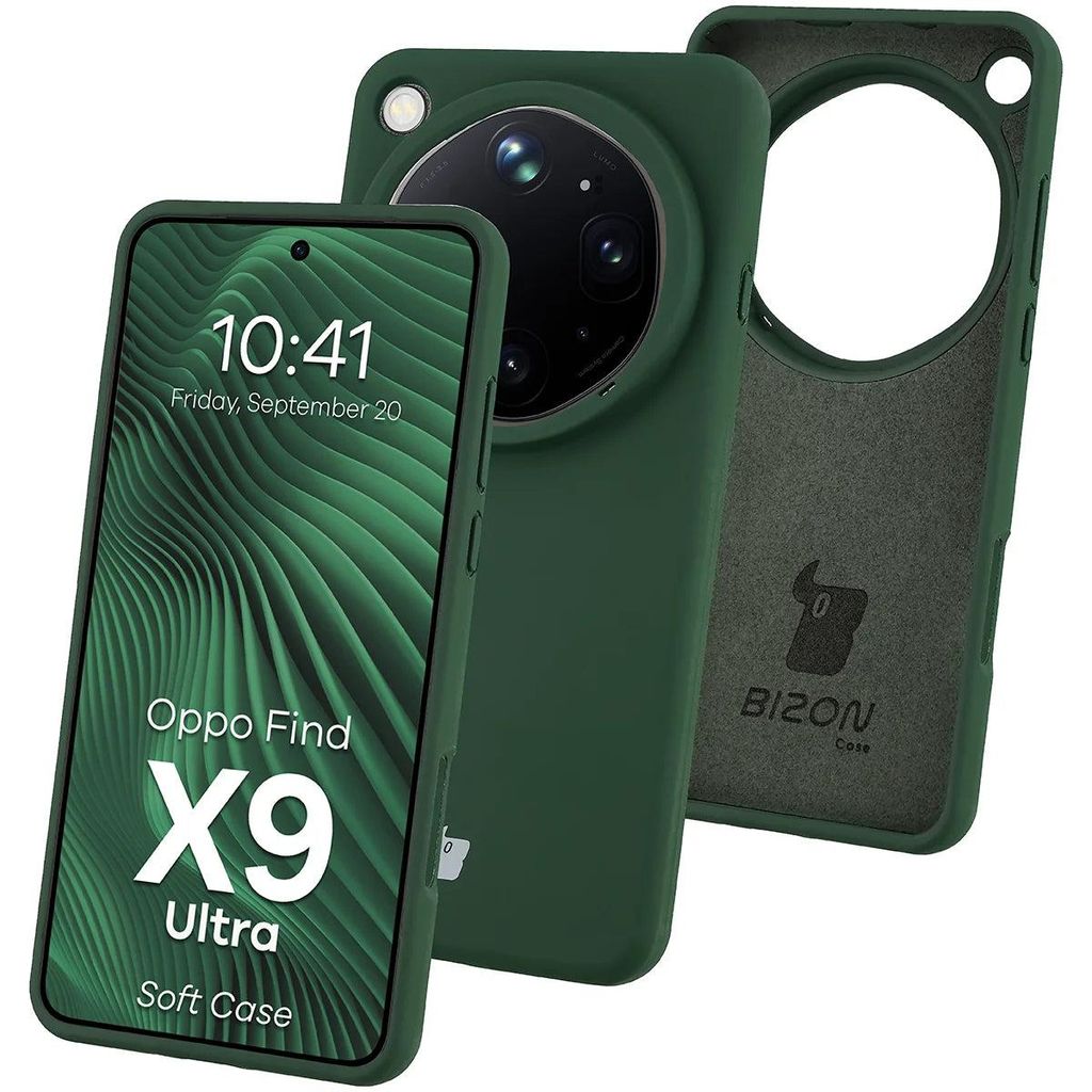 Silikon Handyhülle für Oppo Find X9 Ultra, Bizon Soft Case, Dunkelgrün