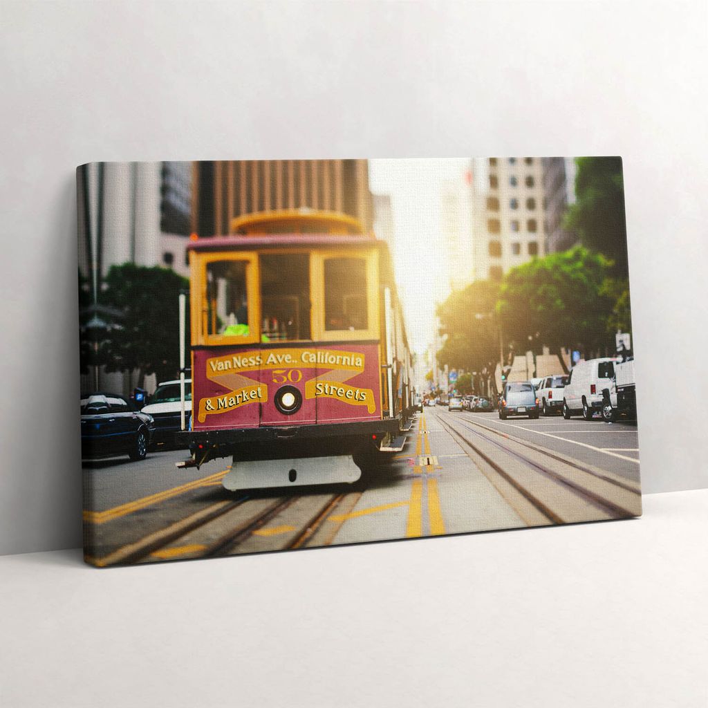 Straßenbahn in San Francisco – Leinwandbild Wandbild – 60x40 cm – Leinwandbilder – Wandbilder – Schlafzimmer – Flur