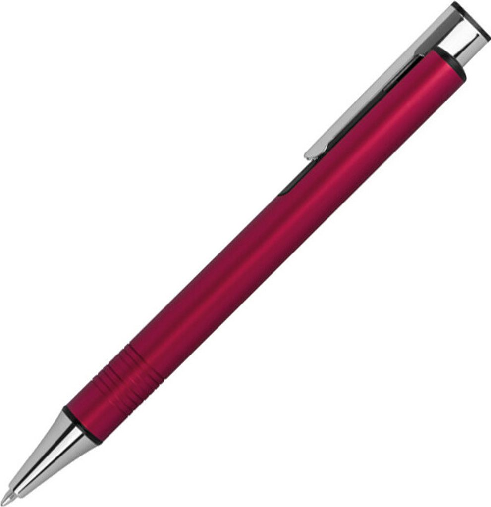 Kugelschreiber aus Metall / mit extravagantem Clip / Farbe: rot