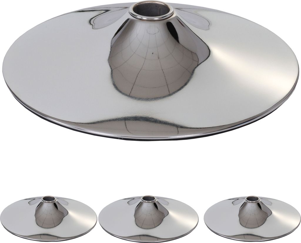 4er-Set Fußteller Fußplatte Fuß für Barhocker Barstuhl Drehstuhl Esszimmerstuhl, chrom Ø 38,5cm