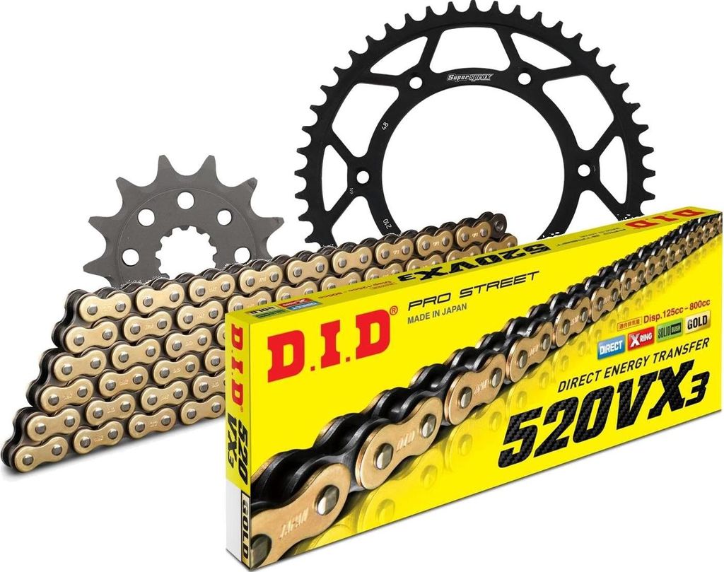 DID Kit Stahl Kompatibel mit Honda XR250 R 96-04 13-48-106 DID520VX3(G&B) Niet