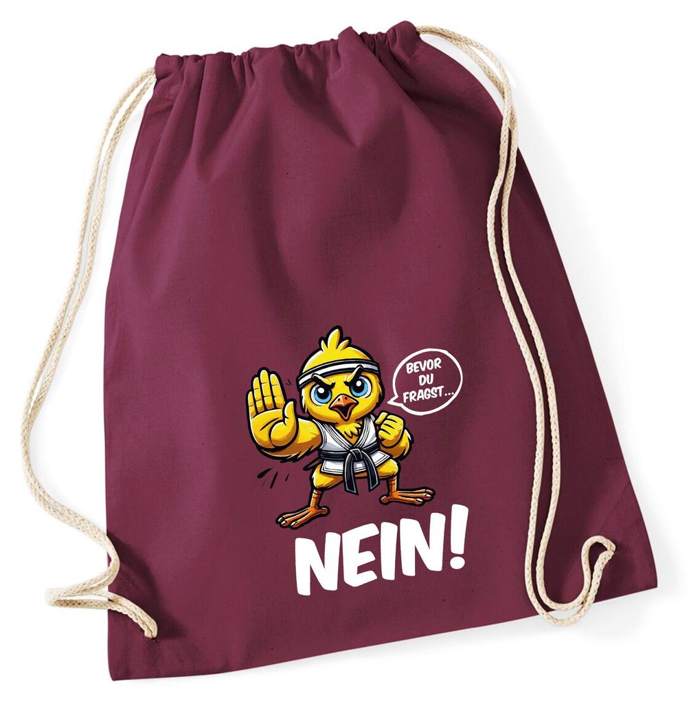 Huuraa Turnbeutel Bevor du fragst.. Nein Karate Küken 12 Liter Burgundy Baumwolle Rucksack Geschenkidee
