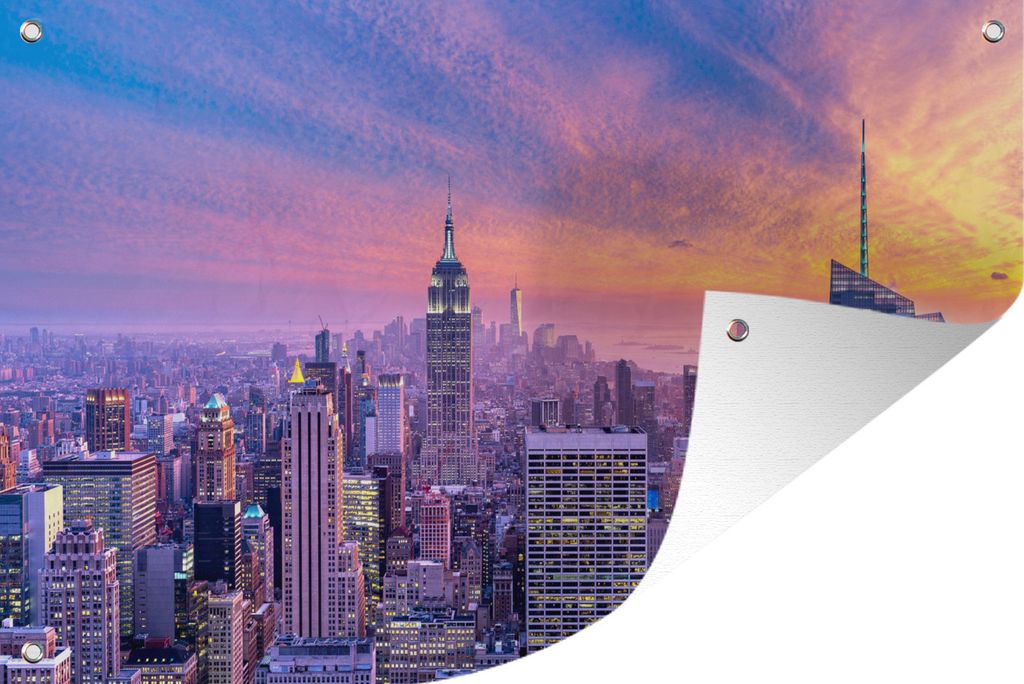 MuchoWow 90x60 cm Outdoor-Poster Gartendeko Sichtschutz Garten Poster für den Garten New York - Farben - Skyline