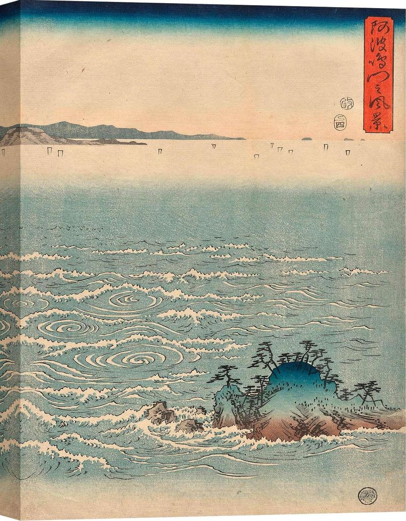 Japanischer Leinwandbilder - Ando Hiroshige - Die Wirbel von Awa - 120x90 cm