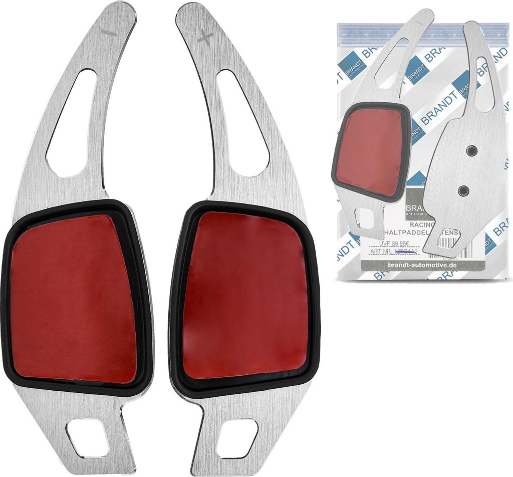 BRANDT Schaltwippen Verlängerung ALU SILBER kompatibel mit AUDI A1 GB A3 8V 8Y S3 A4 B9 8W A5 S5 F5 Q2 GA SQ2 Q3 F3 Q5 SQ5 FY Q7 SQ7 SQ8 Q8 4M TT TTS