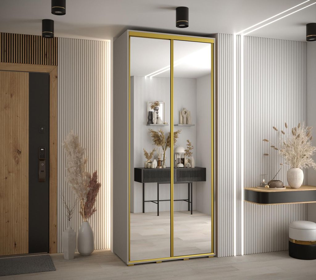Kleiderschrank INDIRA 2 - 120/60 cm, Kaschmir/Gold