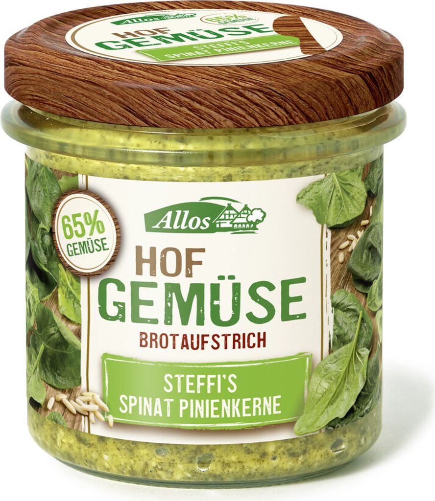 GEMÜSEPASTE MIT SPINAT UND PINIENÜSSEN, GLUTENFREI, 135 g - ALLOS