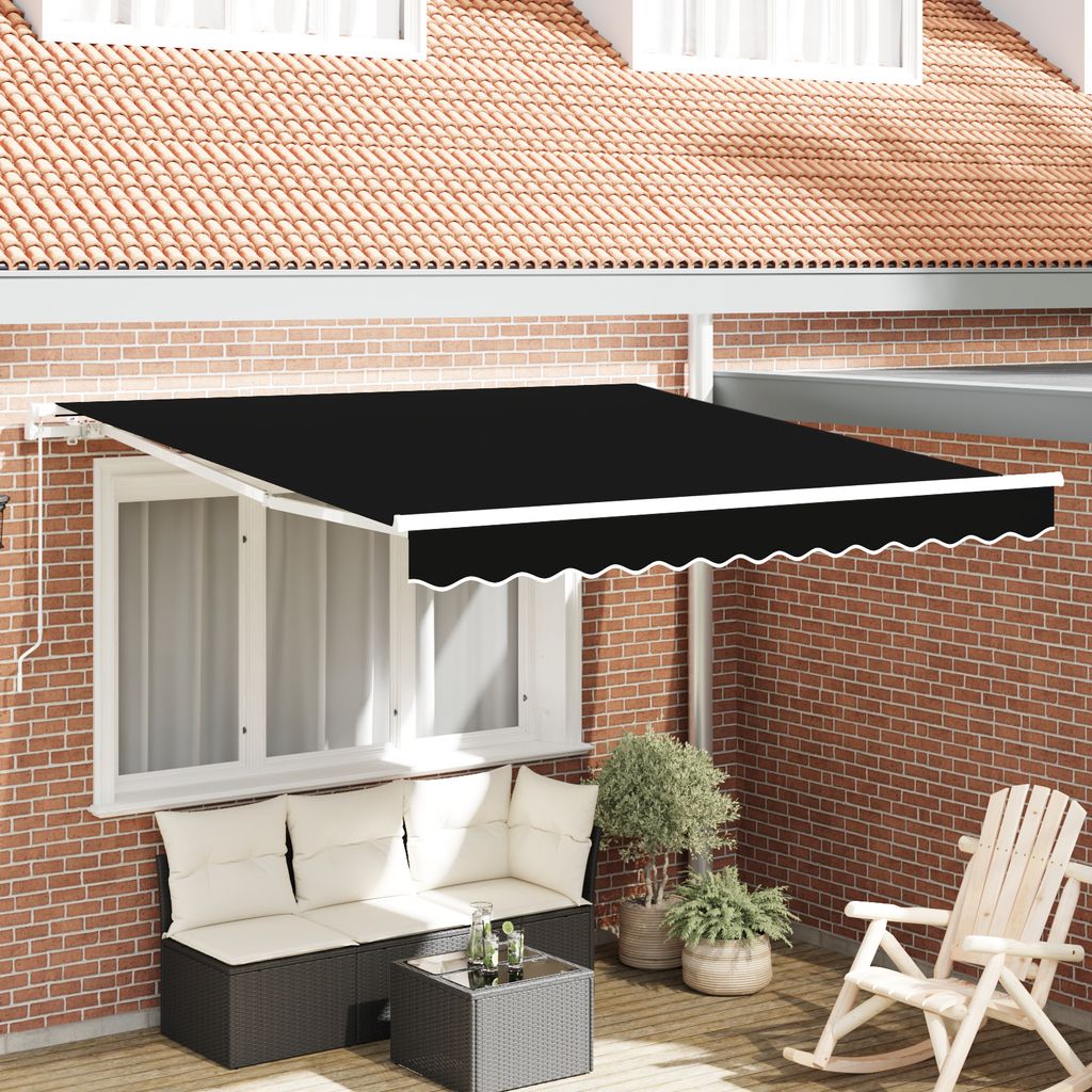 Möbel UV-Schutz manuelle einziehbare Markise Schwarz 350x250 cm - Markisen Neu2025 628597