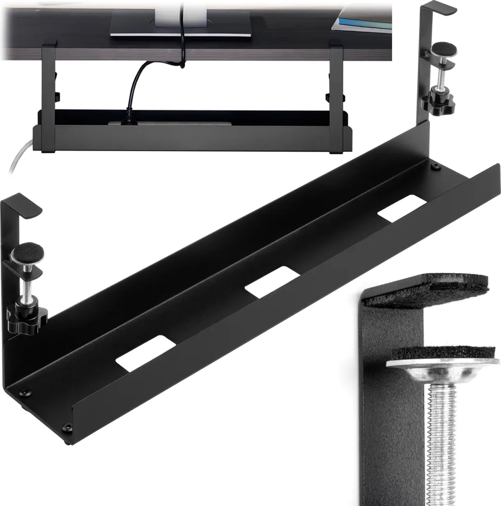 Rangement de câbles sous le bureau Belem - Support robuste en acier 43cm
