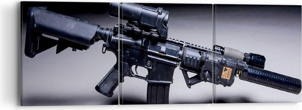Bild auf Leinwand - Leinwandbild - Gewehr Armee - 90x30cm - Wand Bild - Wanddeko - Wandbilder - Leinwanddruck - Bilder - Kunstdruck - Wanddekoratio...