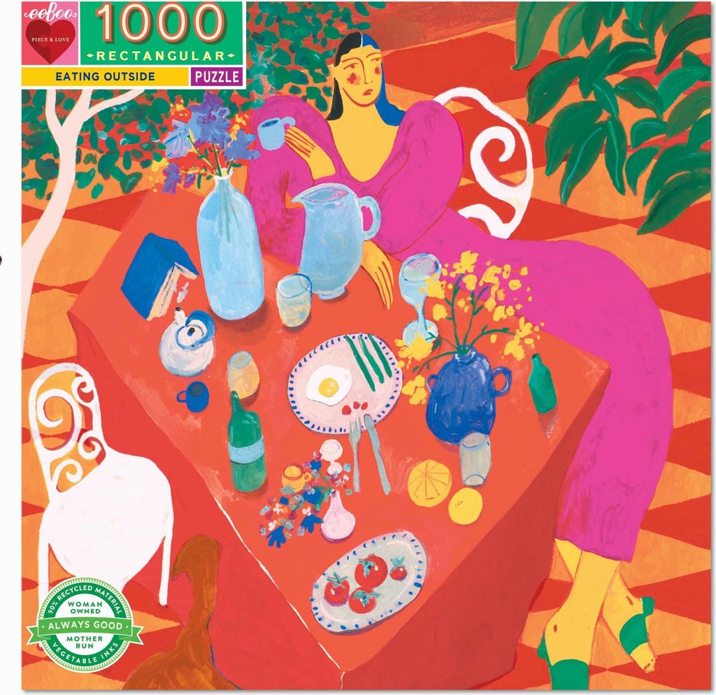 eeBoo Puzzle Eating Outside - 1000 Teile Karton Puzzle