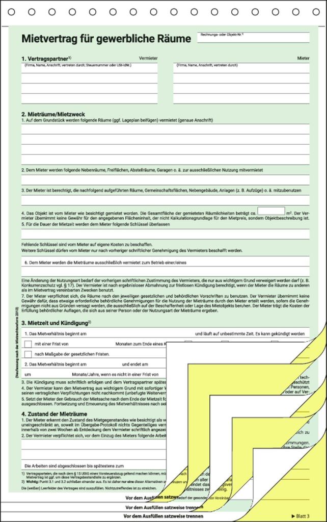 sigel Vordruck "Mietvertrag", für gewerbliche Räume, A4, SD Immagine del prodotto 