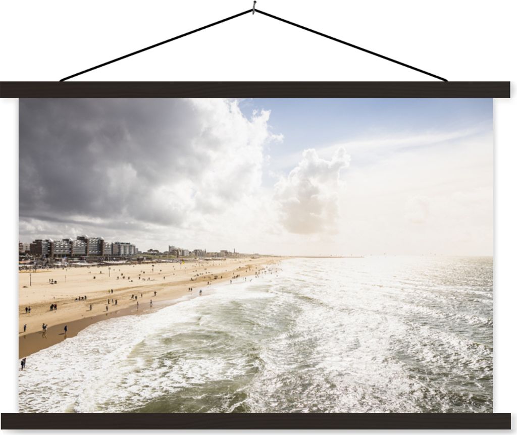 MuchoWow Textilposter Meer - Sonne - Niederlande 90x60 cm mit schwarzem Rahmen - Aufhängungssatz