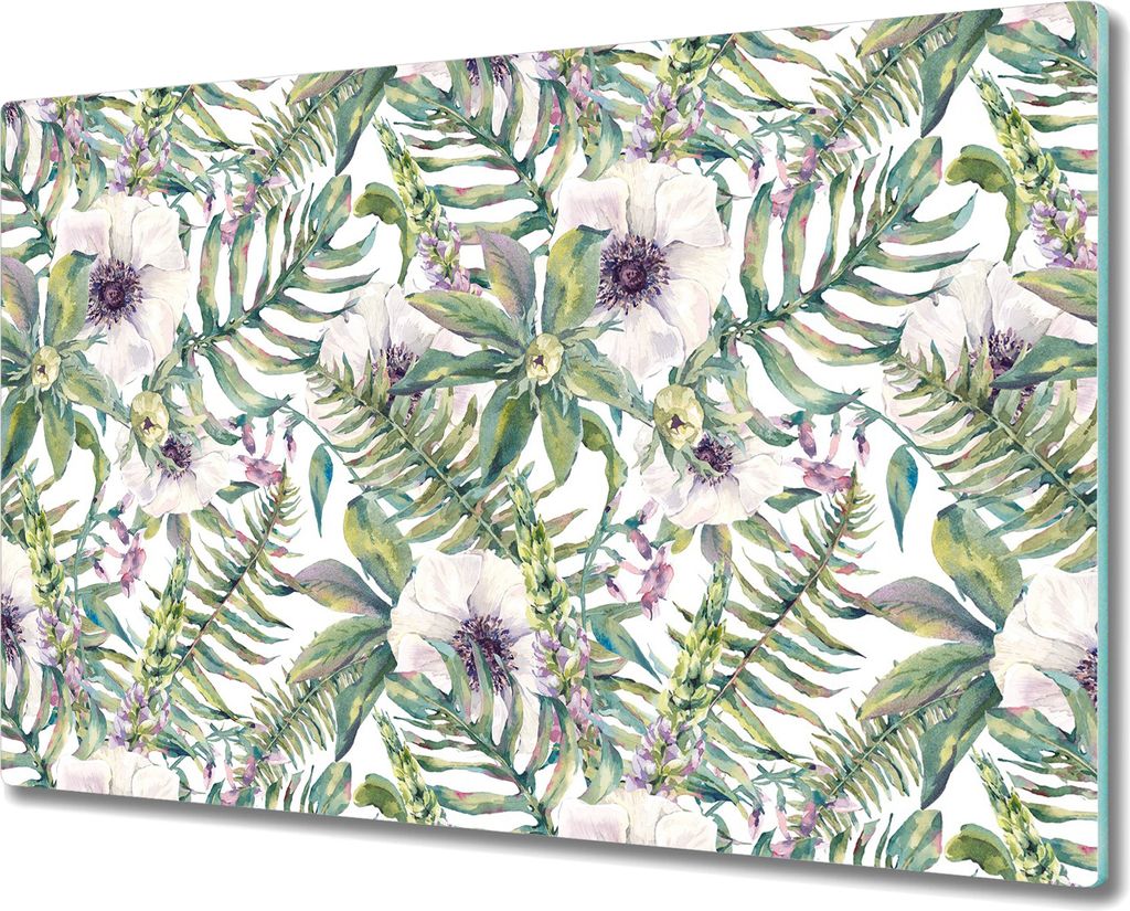 Glas-Herdabdeckplatte Glaskeramikkochfeld-Abdeckung Spritzschutz - 80x52 cm - Weich Floral Kunst